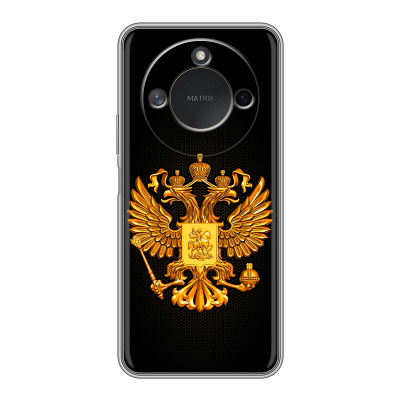 Силиконовый чехол на Honor X9c Smart с принтом Герб России желтый Силиконовый чехол на Honor X9c Smart с принтом Герб России желтый