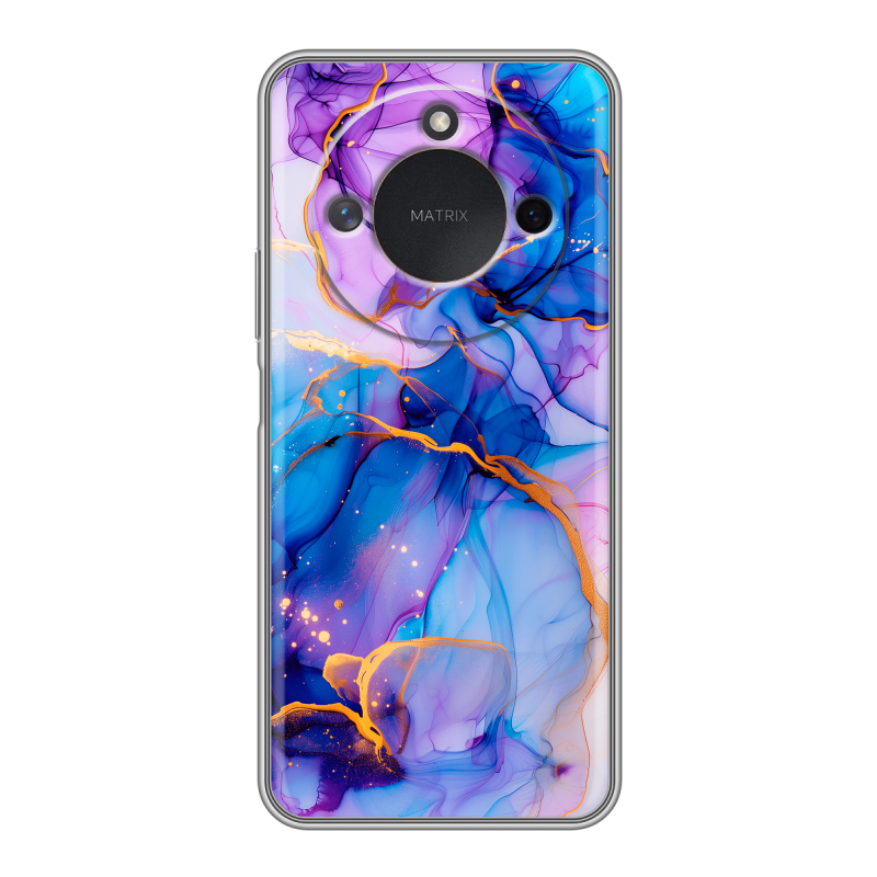 Силиконовый чехол на Honor X9c Smart с принтом синий мрамор Силиконовый чехол на Honor X9c Smart с принтом синий мрамор