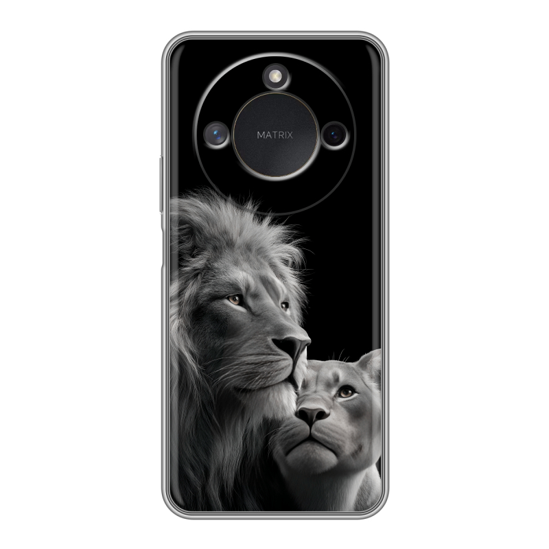 Силиконовый чехол на Honor X9c Smart с принтом Лев кошки Силиконовый чехол на Honor X9c Smart с принтом Лев кошки