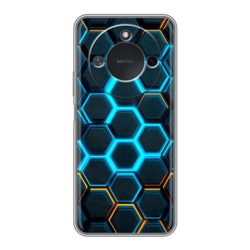 Силиконовый чехол на Honor X9c Smart с принтом Неоновые соты Силиконовый чехол на Honor X9c Smart с принтом Неоновые соты