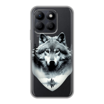 Силиконовый чехол на Honor X8c с принтом Волк в лесу Силиконовый чехол на Honor X8c с принтом Волк в лесу