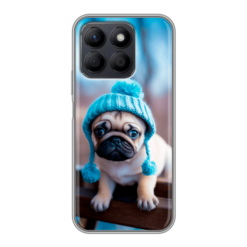 Силиконовый чехол на Honor X8c с принтом Мопс в шапке Силиконовый чехол на Honor X8c с принтом Мопс в шапке