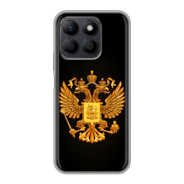 Силиконовый чехол на Honor X8c с принтом Герб России желтый