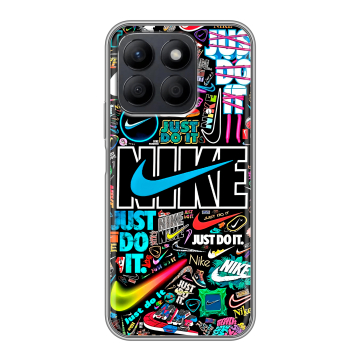 Силиконовый чехол на Honor X8c с принтом найк nike черный Силиконовый чехол на Honor X8c с принтом найк nike черный