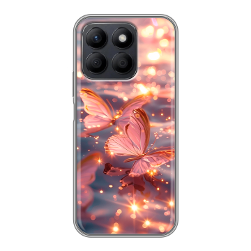 Силиконовый чехол на Honor X8c с принтом бабочки розовые