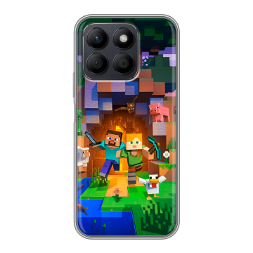 Силиконовый чехол на Honor X8c с принтом Майнкрафт Minecraft Силиконовый чехол на Honor X8c с принтом Майнкрафт Minecraft