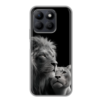Силиконовый чехол на Honor X8c с принтом Лев кошки