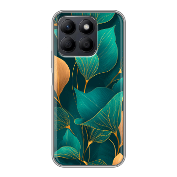 Силиконовый чехол на Honor X8c с принтом Листья и золото