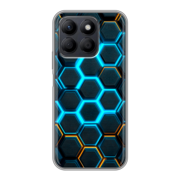 Силиконовый чехол на Honor X8c с принтом Неоновые соты