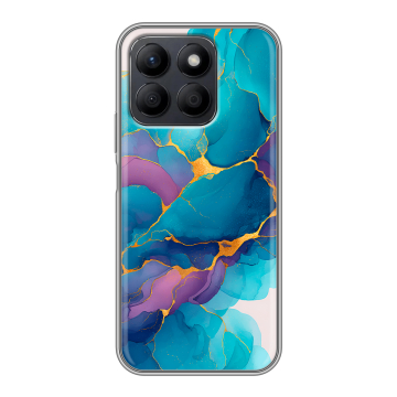 Силиконовый чехол на Honor X8c с принтом Мрамор блестки