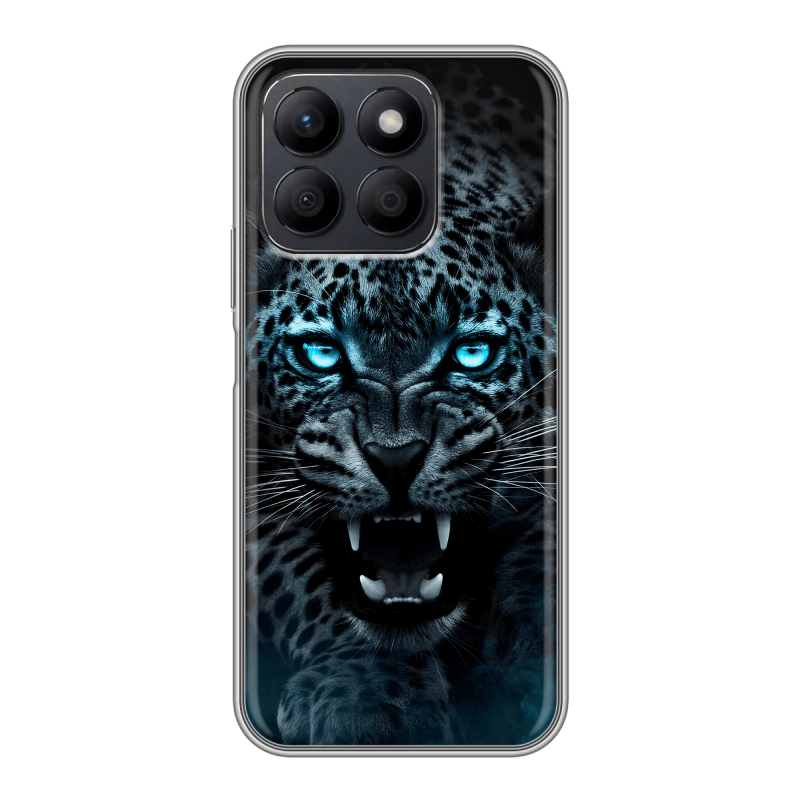 Силиконовый чехол на Honor X8c с принтом Темный леопард Силиконовый чехол на Honor X8c с принтом Темный леопард