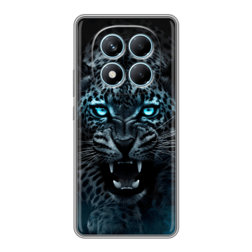 Силиконовый чехол на Redmi Note 14 Pro 4G с принтом Темный леопард Силиконовый чехол на Redmi Note 14 Pro 4G с принтом Темный леопард