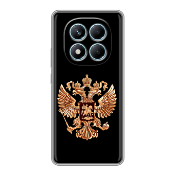 Силиконовый чехол на Redmi Note 14 Pro 4G с принтом Герб России золотой Силиконовый чехол на Redmi Note 14 Pro 4G с принтом Герб России золотой