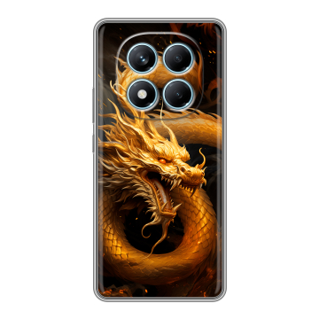 Силиконовый чехол на Redmi Note 14 Pro 4G с принтом Золотой дракон Силиконовый чехол на Redmi Note 14 Pro 4G с принтом Золотой дракон