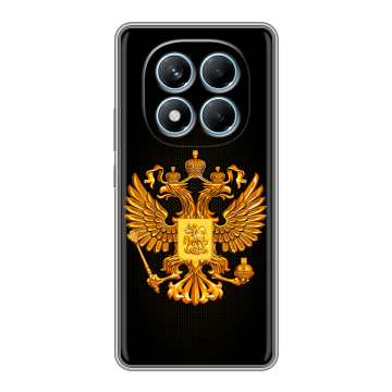 Силиконовый чехол на Redmi Note 14 Pro 4G с принтом Герб России желтый