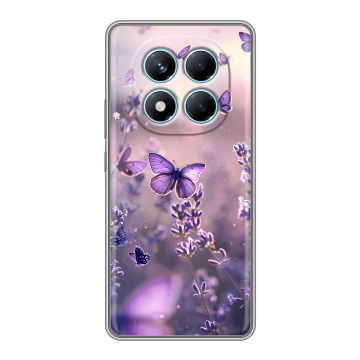 Силиконовый чехол на Redmi Note 14 Pro 4G с принтом бабочки и лаванда