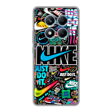 Силиконовый чехол на Redmi Note 14 Pro 4G с принтом найк nike черный Силиконовый чехол на Redmi Note 14 Pro 4G с принтом найк nike черный