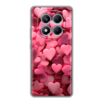 Силиконовый чехол на Redmi Note 14 Pro 4G с принтом розовые сердечки