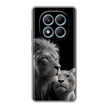 Силиконовый чехол на Redmi Note 14 Pro 4G с принтом Лев кошки Силиконовый чехол на Redmi Note 14 Pro 4G с принтом Лев кошки