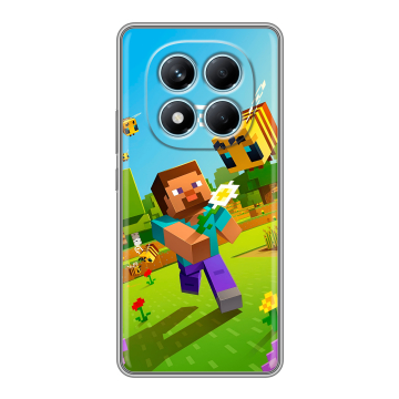 Силиконовый чехол на Redmi Note 14 Pro 4G с принтом Майнкрафт Minecraft