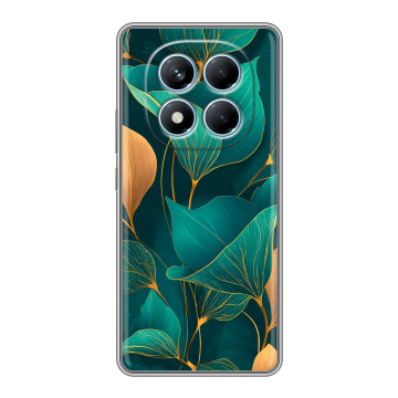 Силиконовый чехол на Redmi Note 14 Pro 4G с принтом Листья и золото Силиконовый чехол на Redmi Note 14 Pro 4G с принтом Листья и золото