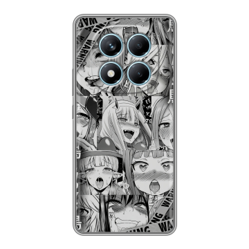 Силиконовый чехол на Redmi Note 14 Pro 4G с принтом Ahegao Ахегао Аниме