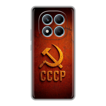 Силиконовый чехол на Redmi Note 14 Pro 4G с принтом Флаг Герб СССР