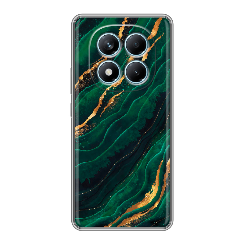 Силиконовый чехол на Redmi Note 14 Pro 4G с принтом Мрамор зеленое золото Силиконовый чехол на Redmi Note 14 Pro 4G с принтом Мрамор зеленое золото