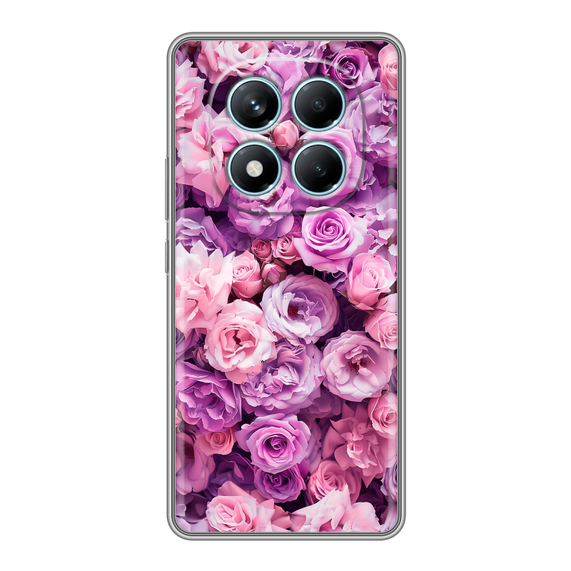 Силиконовый чехол на Redmi Note 14 Pro 4G с принтом лавандовые розы Силиконовый чехол на Redmi Note 14 Pro 4G с принтом лавандовые розы