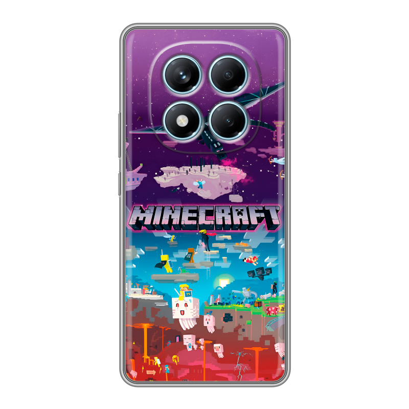 Силиконовый чехол на Redmi Note 14 Pro 4G с принтом Майнкрафт Minecraft Силиконовый чехол на Redmi Note 14 Pro 4G с принтом Майнкрафт Minecraft