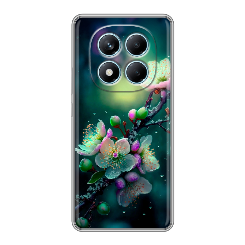 Силиконовый чехол на Redmi Note 14 Pro 4G с принтом Цветы и мрамор Силиконовый чехол на Redmi Note 14 Pro 4G с принтом Цветы и мрамор
