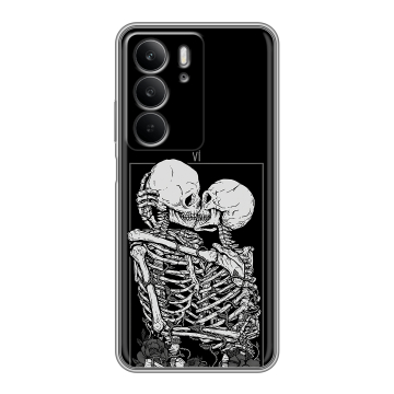 Силиконовый чехол на Realme C75 с принтом Поцелуй скелетов