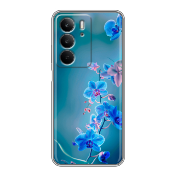 Силиконовый чехол на Realme C75 с принтом Голубые цветы Силиконовый чехол на Realme C75 с принтом Голубые цветы