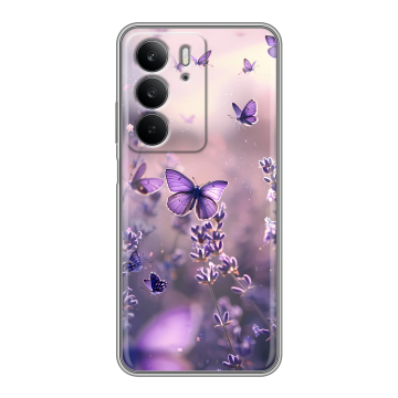 Силиконовый чехол на Realme C75 с принтом бабочки и лаванда Силиконовый чехол на Realme C75 с принтом бабочки и лаванда