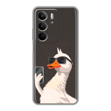 Силиконовый чехол на Realme C75 с принтом утка в очках