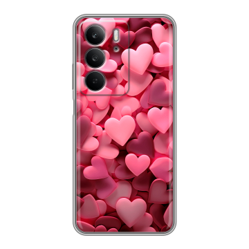 Силиконовый чехол на Realme C75 с принтом розовые сердечки
