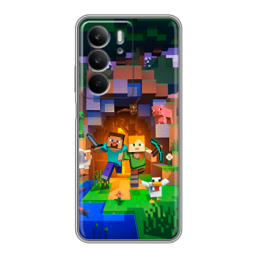 Силиконовый чехол на Realme C75 с принтом Майнкрафт Minecraft