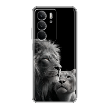 Силиконовый чехол на Realme C75 с принтом Лев кошки Силиконовый чехол на Realme C75 с принтом Лев кошки