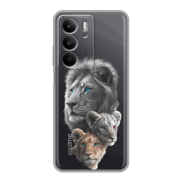 Силиконовый чехол на Realme C75 с принтом Львы Силиконовый чехол на Realme C75 с принтом Львы