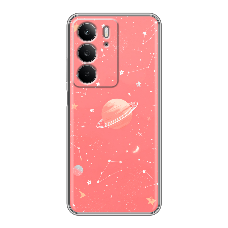 Силиконовый чехол на Realme C75 с принтом Розовый космос Силиконовый чехол на Realme C75 с принтом Розовый космос