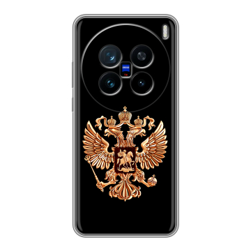 Силиконовый чехол на Vivo X200 с принтом Герб России золотой Силиконовый чехол на Vivo X200 с принтом Герб России золотой