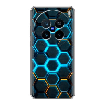 Силиконовый чехол на Vivo X200 с принтом Неоновые соты