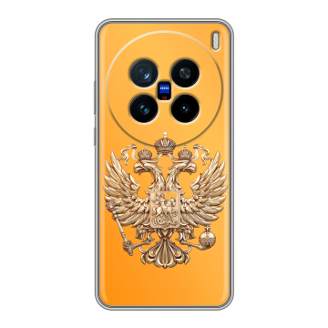 Силиконовый чехол на Vivo X200 с принтом Герб Флаг России