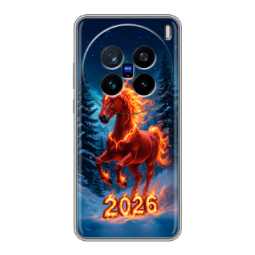 Силиконовый чехол на Vivo X200 с принтом Новый год коня