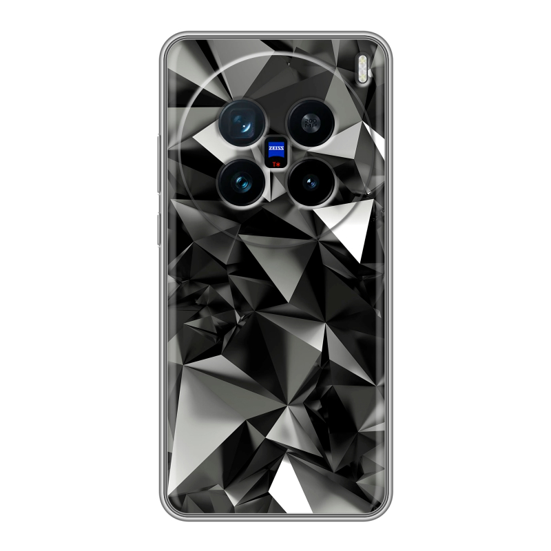 Силиконовый чехол на Vivo X200 с принтом Черные кристаллы Силиконовый чехол на Vivo X200 с принтом Черные кристаллы