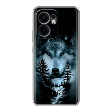 Силиконовый чехол на OPPO Reno 13F с принтом Лесной волк Силиконовый чехол на OPPO Reno 13F с принтом Лесной волк