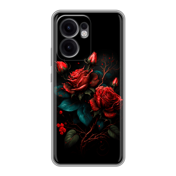 Силиконовый чехол на OPPO Reno13 F с принтом Розы красные Силиконовый чехол на OPPO Reno13 F с принтом Розы красные