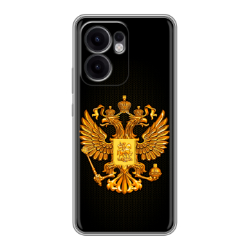 Силиконовый чехол на OPPO Reno13 F с принтом Герб России желтый Силиконовый чехол на OPPO Reno13 F с принтом Герб России желтый