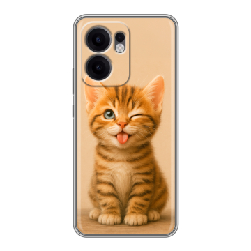 Силиконовый чехол на OPPO Reno13 F с принтом котенок Силиконовый чехол на OPPO Reno13 F с принтом котенок