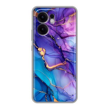 Силиконовый чехол на OPPO Reno13 F с принтом синий мрамор